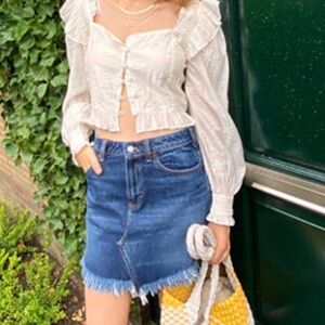 Free People Bailey Raw Hem Denim Skirt